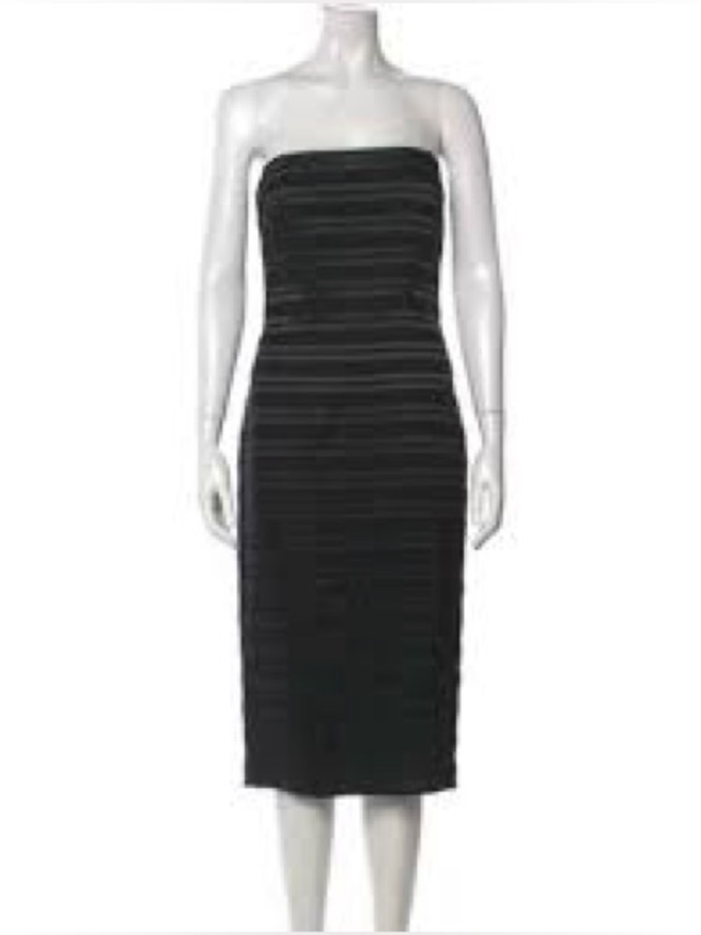 Black Halo Strapless Black Midi Dress